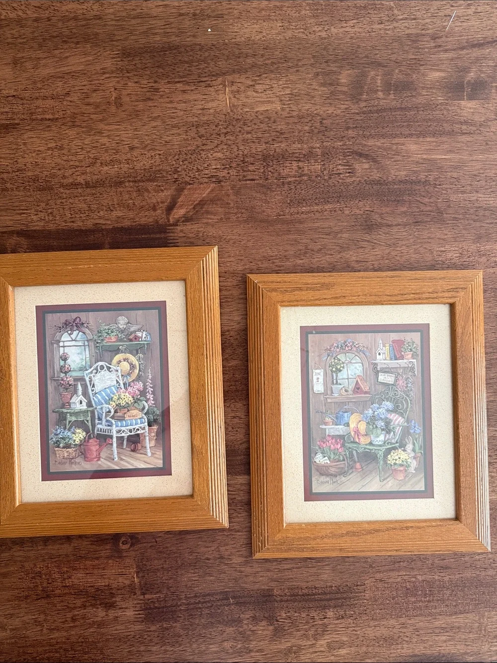 2 Vintage Home Interiors garden themed artwork by Barbara Mock